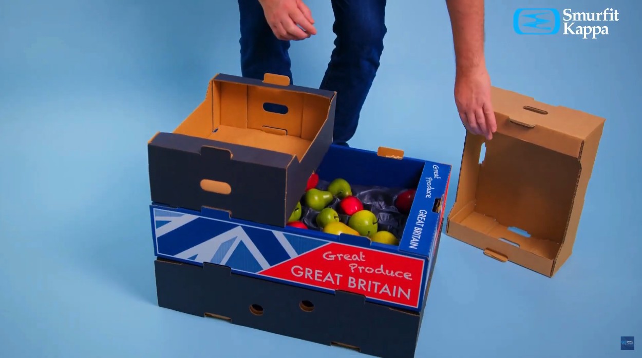 Inter stackable cardboard produce trays