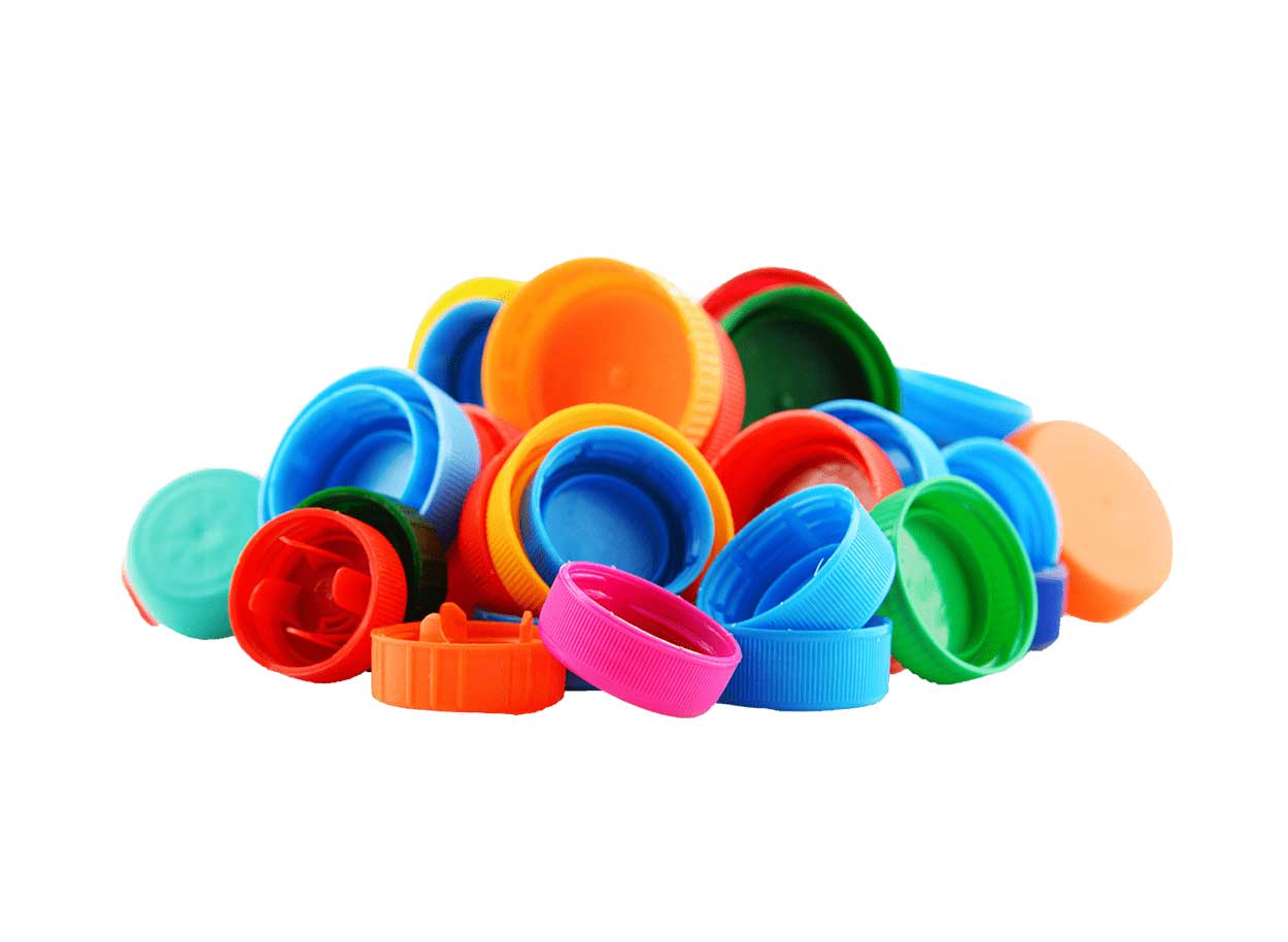 Plusieurs bouchons et élastiques en plastique