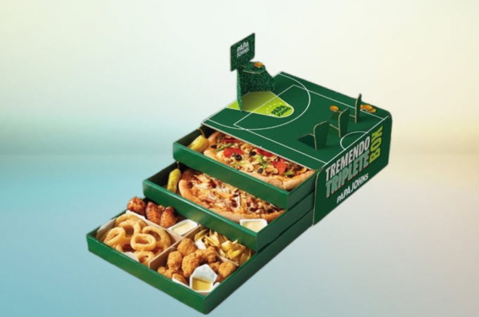 Ajudando a Papa John's a desenvolver uma caixa de pizza interativa de três níveis que impulsionou as vendas e o envolvimento do público durante os principais eventos esportivos globais.