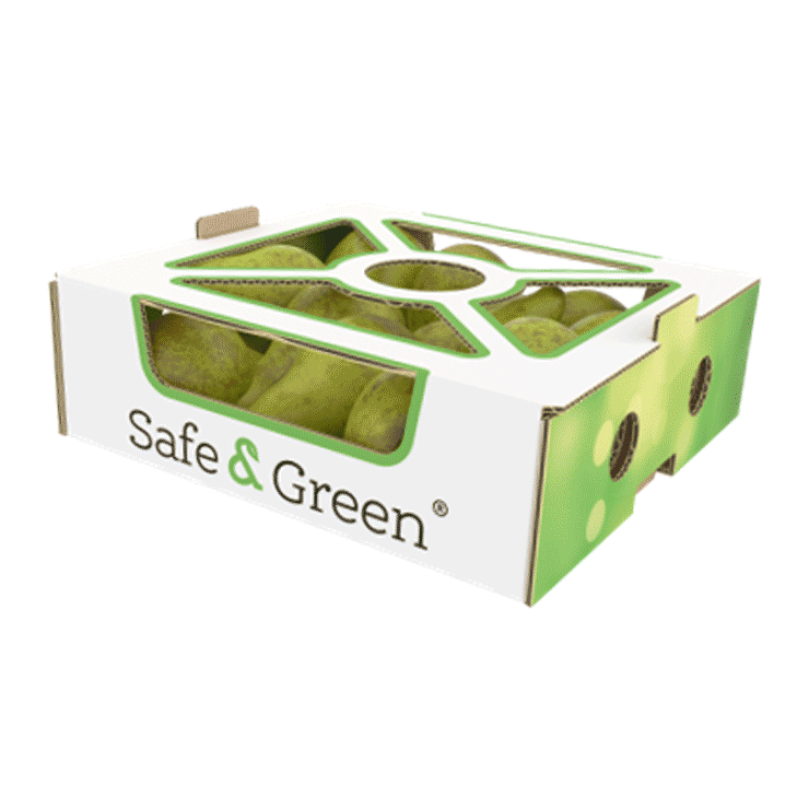 Emballage carré superposable avec couvercle ajourée pour poires