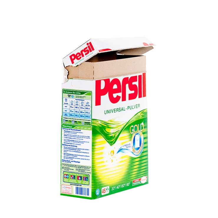 Boite en carton avecouverture facile pour lessive en poudre