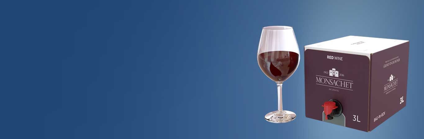 Verre à vin avec sa boite d'emballage en carton ondulé Bag-in-Box