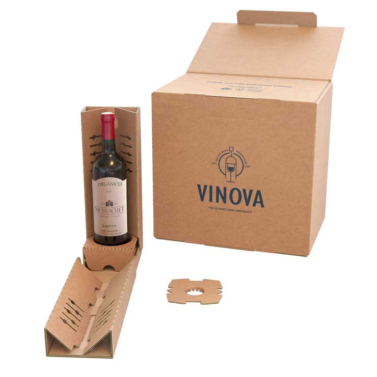 Emballage ecommerce pour expédition de 6 bouteilles avec calage individuel