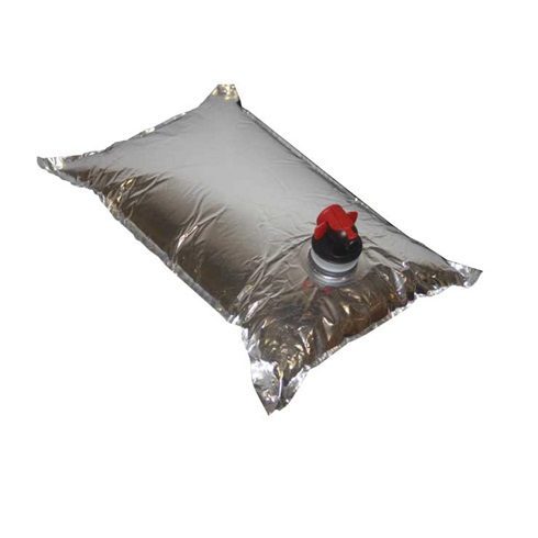 Saco Bag-in-Box metalizado cheio com torneira Vitop Original preta e vermelha