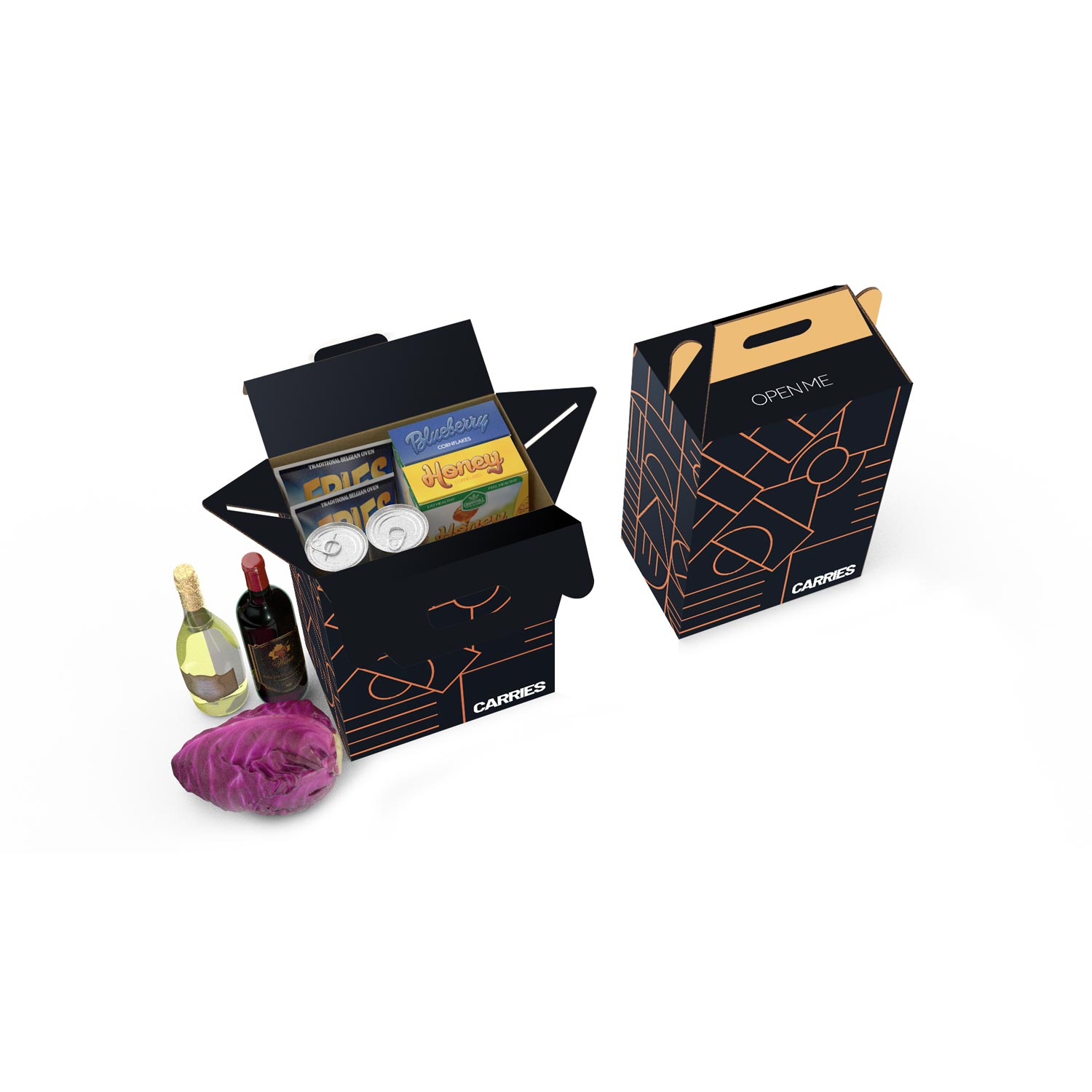 carriers cardboard box handheld food example