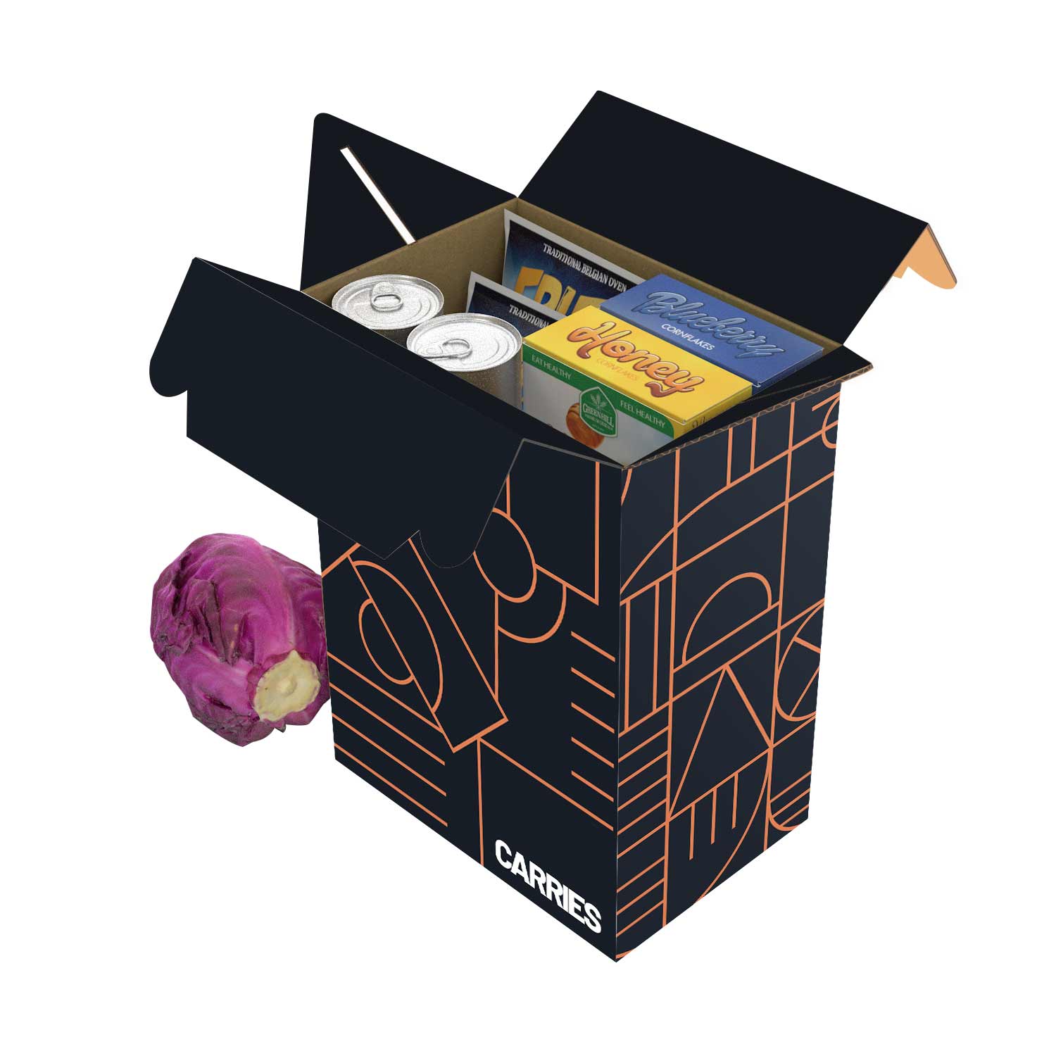 carriers cardboard box handheld food example