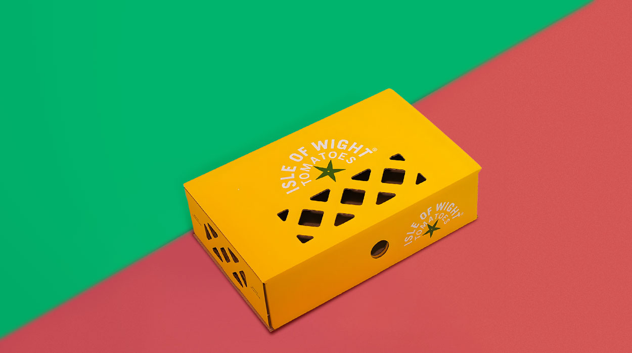 Bespoke tomato packaging box for Isle of Wight Tomatoes